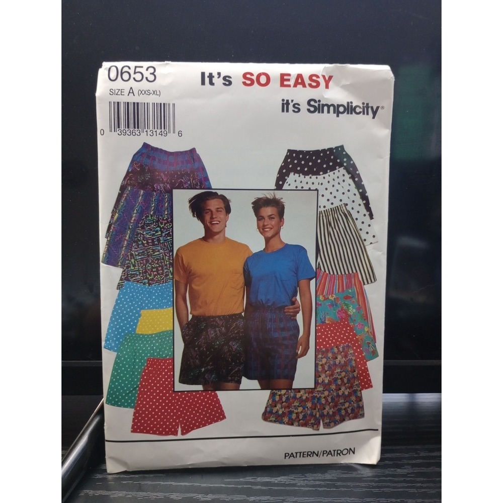 Simplicity #0653 UNISEX SHORTS Uncut Sewing Pattern XXS-XL